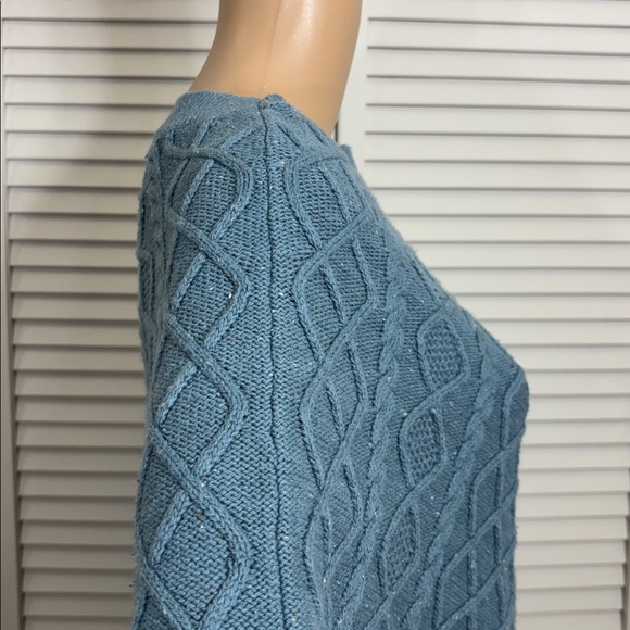 NWT J. Jill Teal Cable Knit Poncho with Button Accents Size Small to Large - Picture 10 of 16
